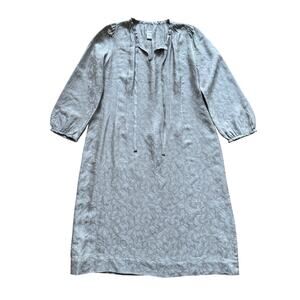 Dosa 100% Silk Floral Balloon Sleeve Shift Dress Knee Length Size 1 XS